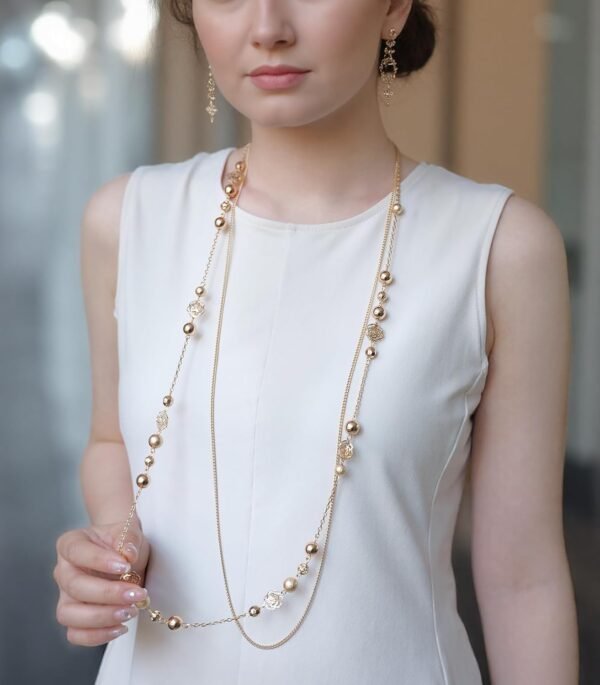 61v78zEoz_L._AC_SL1500 Boho Gold Long Necklaces for Women Natural Stone Beaded Layered Long Necklace Mothers Day Gifts Dainty Flower Costume Jewelry for Women