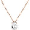 14K Gold Plated Cubic Zirconia Diamond Pendant Necklace for Women | Adjustable Slider