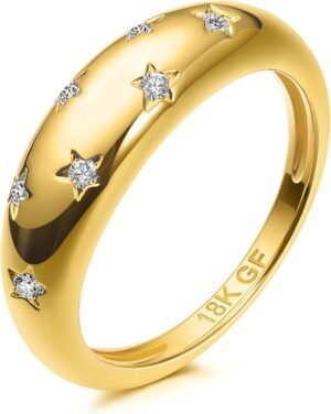 Gold Plated Rings for Women - Trendy Cubic Zirconia 14k Gold Filled Stackable Rings