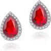 Cubic Zirconia Earrings Studs, Halo CZ Birthstone Simulated Diamond Stud Earrings for Women