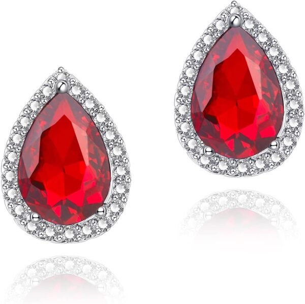 Cubic Zirconia Earrings Studs, Halo CZ Birthstone Simulated Diamond Stud Earrings for Women