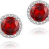Cubic Zirconia Earrings Studs, Halo CZ Birthstone Simulated Diamond Stud Earrings for Women