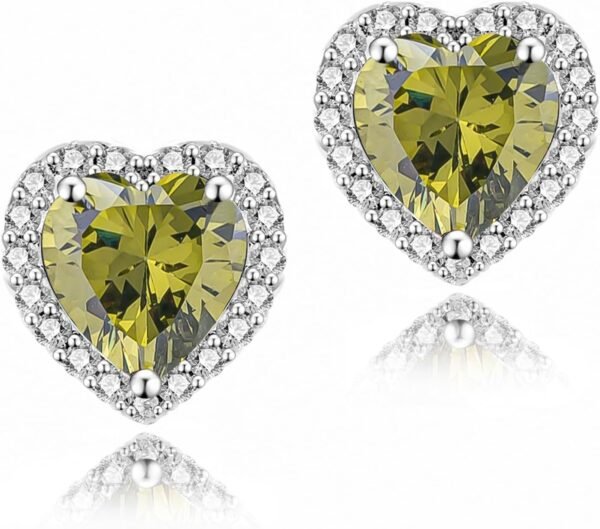 Cubic Zirconia Earrings Studs, Halo CZ Birthstone Simulated Diamond Stud Earrings for Women