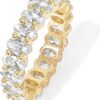 18K Gold Plated Rings Oval Cubic Zirconia Love Ring | Eternity Ring | 5mm Stackable Rings for Women | Gold Rings for Women (Vermeil - Yellow, 9)