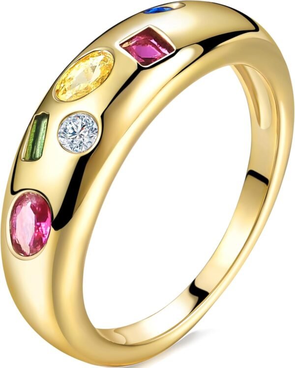 Gold Plated Rings for Women - Trendy Cubic Zirconia 14k Gold Filled Stackable Rings