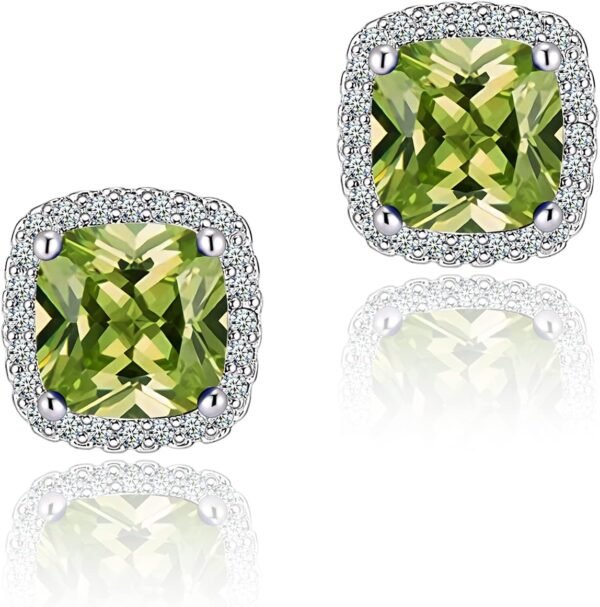 Cubic Zirconia Earrings Studs, Halo CZ Birthstone Simulated Diamond Stud Earrings for Women