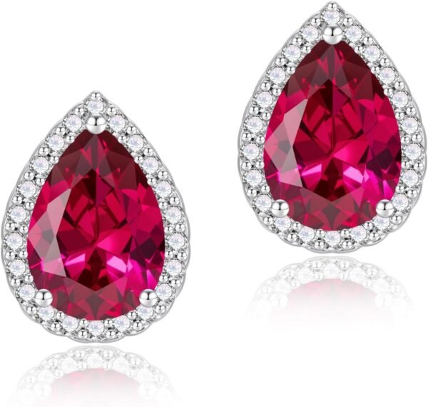 Cubic Zirconia Earrings Studs, Halo CZ Birthstone Simulated Diamond Stud Earrings for Women