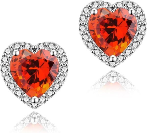 Cubic Zirconia Earrings Studs, Halo CZ Birthstone Simulated Diamond Stud Earrings for Women