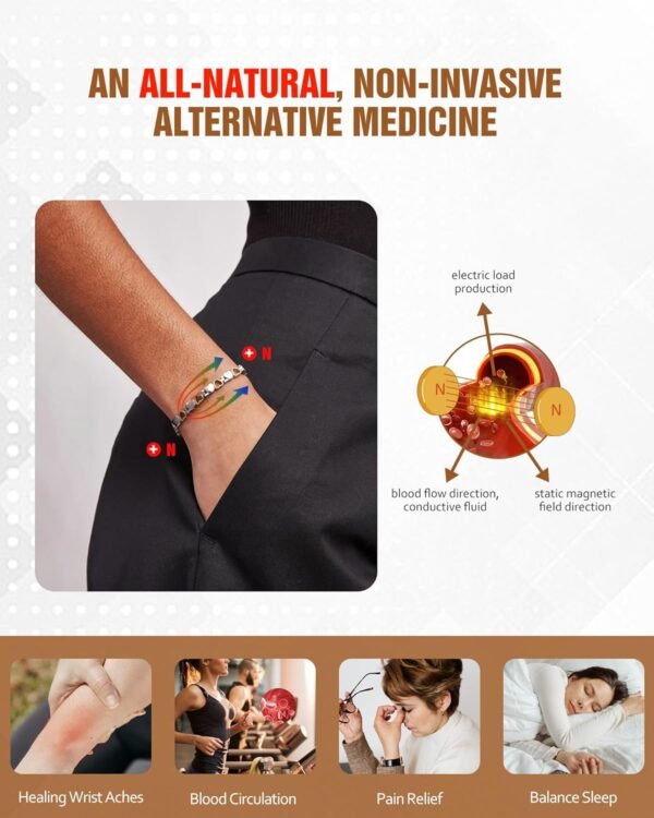 Ultra Strength Magnetic Bracelet for Women, Women's Effective Titanium Steel Magnetic Bracelet with 3500 Gauss Magnets, Jewelry Gift with Sizing Tool