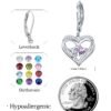Heart Leverback Earrings Double Birthstone Dangle Earrings for Women, Love Jewelry for Her, Christmas Gifts for Women, Anniversary Birthday Gift for Mom Wife Girlfriend