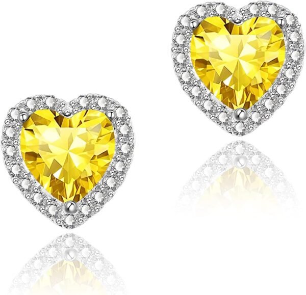 Cubic Zirconia Earrings Studs, Halo CZ Birthstone Simulated Diamond Stud Earrings for Women