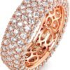 Women's Wide Eternity Ring Wedding Band - 18k White or Rose Gold Plated Wide Band Cubic Zirconia Eternity Ring