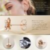 Gold Plated Sterling Silver Rose Flower Earring Studs, Hypoallergenic & Nickel Free Earrings for Women