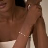 14k Gold Plated Pearl Bracelets for Women,Dainty Bracelets Stack Pearls Beaded Link Chain Charm Bracelets Set Layered Non Tarnish Tiny Jewelry for Women