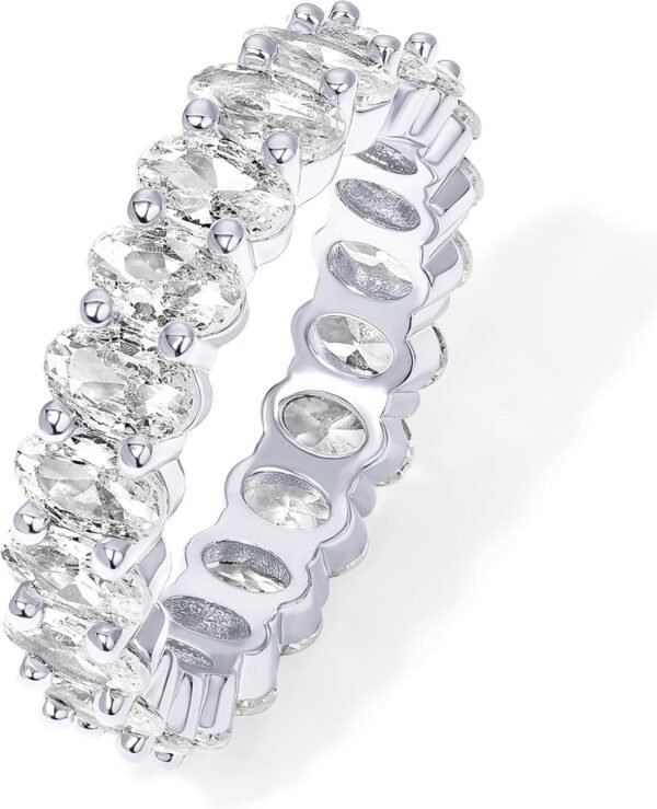 14K Gold Plated Rings - Oval Cubic Zirconia Love Ring and Eternity Ring - 5mm Stackable for Women