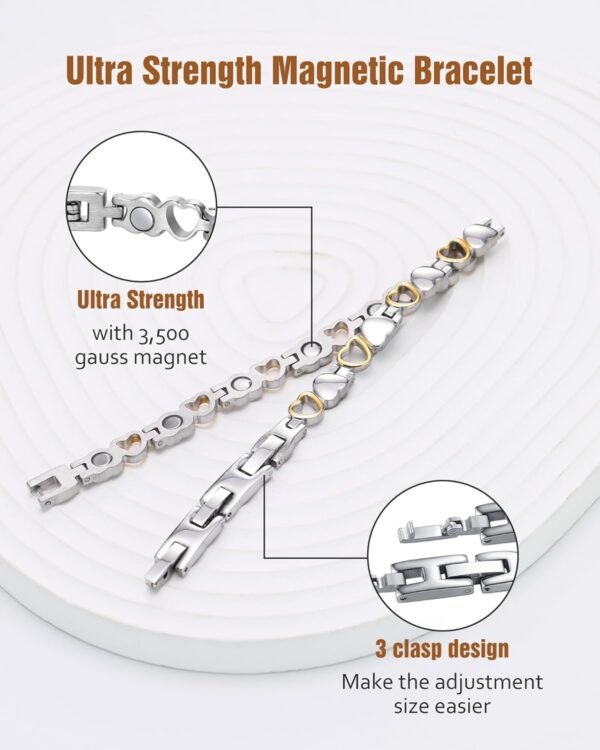 Ultra Strength Magnetic Bracelet for Women, Women's Effective Titanium Steel Magnetic Bracelet with 3500 Gauss Magnets, Jewelry Gift with Sizing Tool
