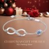Infinity Heart Birthstone Charm Link Bracelet for Women 925 Sterling Silver Adjustable Mother's Day Christmas Day Gift Anniversary Birthday Jewelry for Wife Girlfriend Her