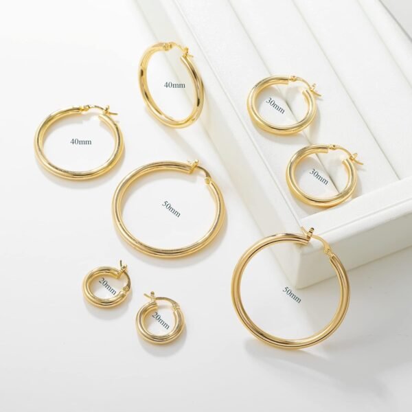 71tobiwbXRL._AC_SL1500 4mm Thick Gold Chunky Earrings Steling Silver Post Hoops Earrings For Women Hollow Tube Hoops Earrings Thick Gold Hoop Earrings Hypoallergenic Lightweight Gold Hoop Large Earrings 20/30/40/50/60MM