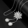 Winter Snowflake Charm Long Chain Sweater Necklace Dainty Cubic Zirconia Snowflake Pendant Necklace Silver Trendy Christmas Jewelry for Women Elegant Y Chain Jewelry