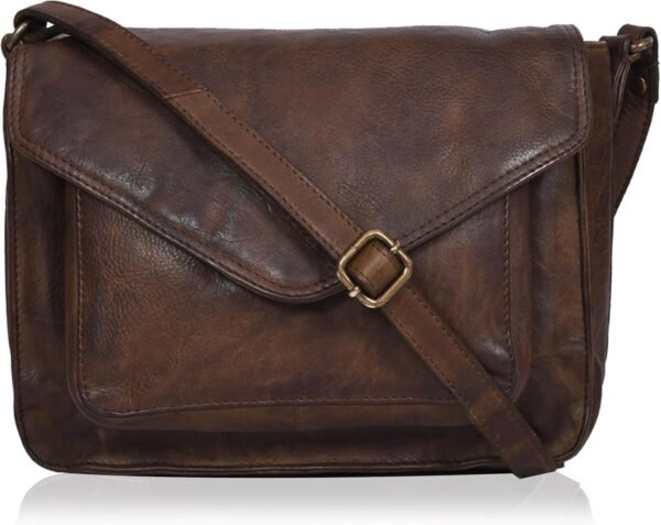 Leather Flapover Crossbody Handbag Purse for Women with Adjustable Strap & Overflap Snap Closure Tote/Bag