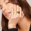 14K Gold Plated Chunky Stackable Rings Set for Women | Cubic Zirconia Bands Set | 3 Statement Rings Pack