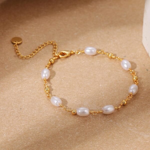 Gold Pearl Bracelets for Women Trendy, 14K Real Gold Plated Dainty Stackable Snake Chain CZ Heart Pendant Bracelets, Layered Waterproof Jewelry Gift for Women Adjustable 6"+2"