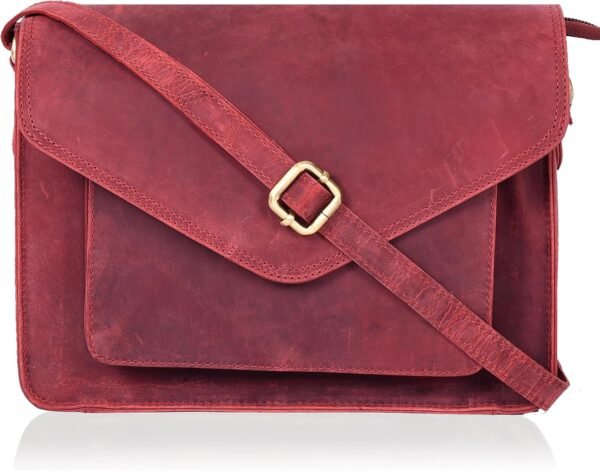 Leather Flapover Crossbody Handbag Purse for Women with Adjustable Strap & Overflap Snap Closure Tote/Bag