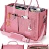 Canvas Tote Bag for Women with Zipper Closure & Individual Compartments for Work College for Teacher & Nurse