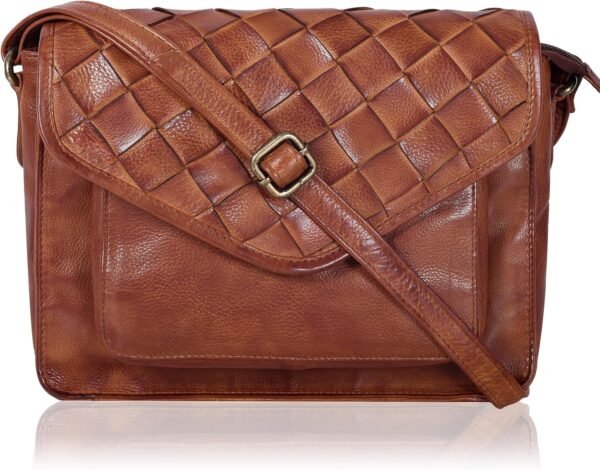 Leather Flapover Crossbody Handbag Purse for Women with Adjustable Strap & Overflap Snap Closure Tote/Bag